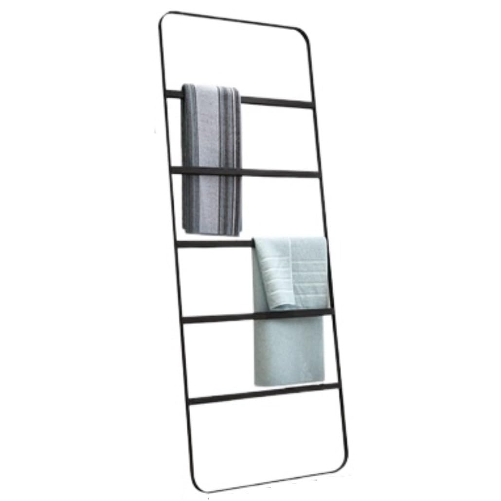 BIOMICE Floor Towel Rack Metal Wall Leaning Blanket Ladders Rack Bathroom Quilt Towel Display Rack Towel Shelf Freestanding Towel Racks(Black)