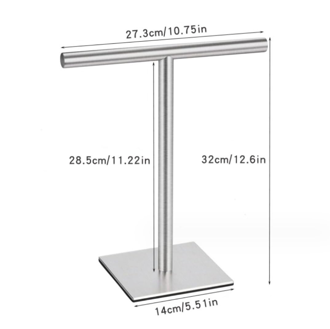 BIOMICE Floor Towel Rack 304 Stainless Steel Towel Rack Towel Stand Modern Towel Holder for Bathroom Countertop with 10 Inch Bar Freestanding Towel Racks(Silver)