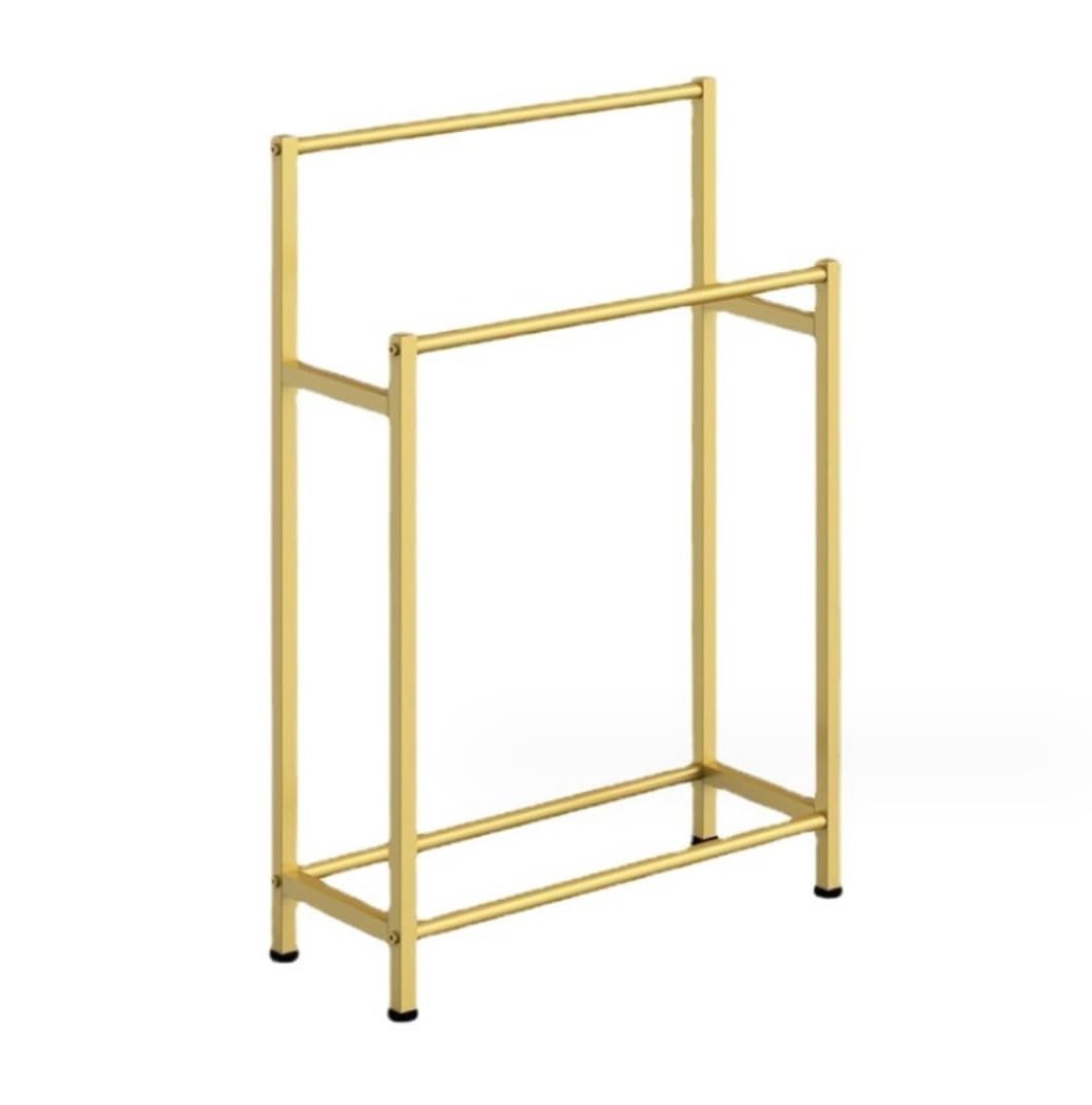 BIOMICE Floor Towel Rack Iron Standing Towel Rack 2 Tier Freestanding Towel Holder Towel Stand for Bathroom Freestanding Towel Racks