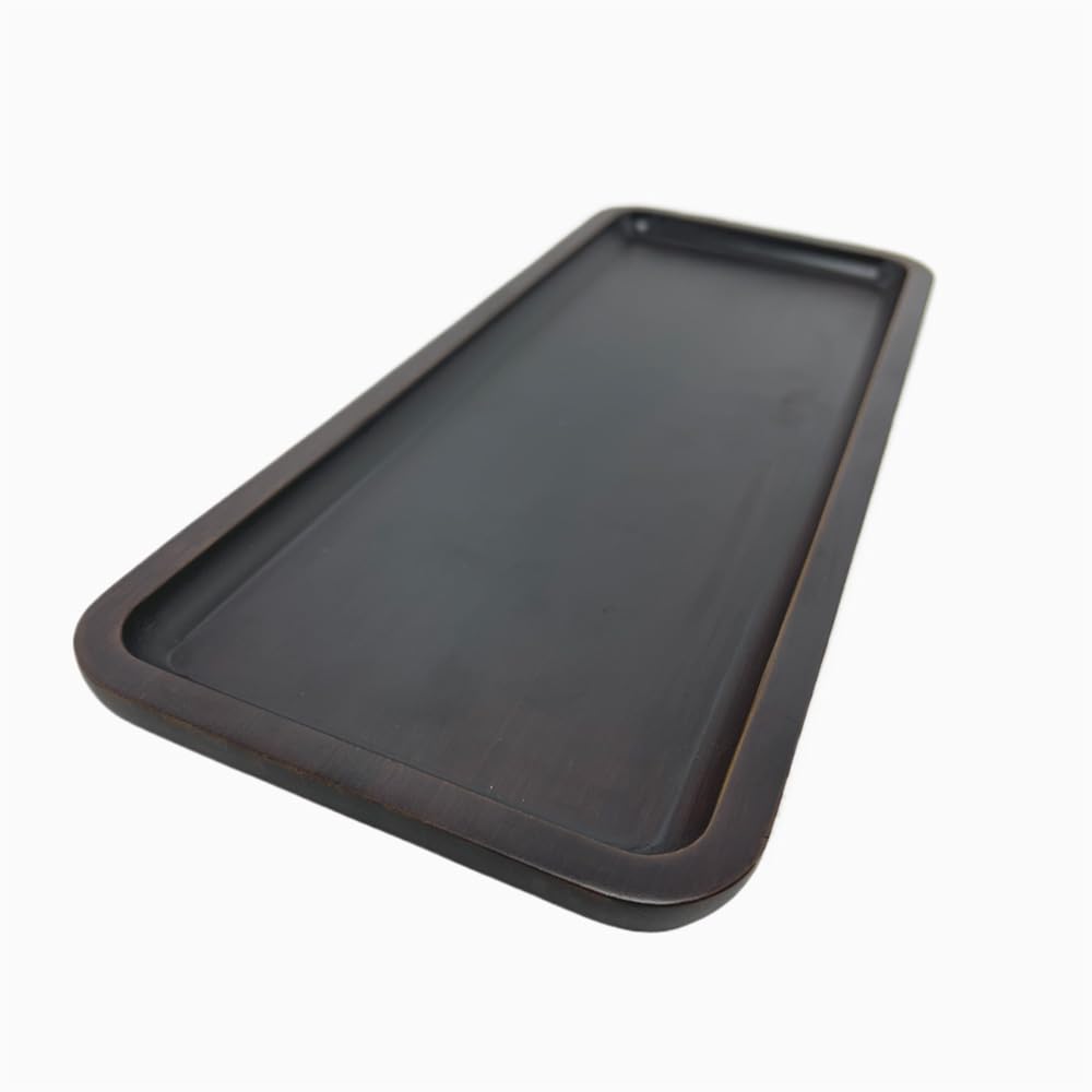 BEECO GIF2U Wood Vanity Tray, Bathroom Counter Solid Walnut Organizer, Toilet Tank Top Wooden Serving Plate for Dinner Tea Coffee (Natural Walnut Color, 14 x 5.9 inch)