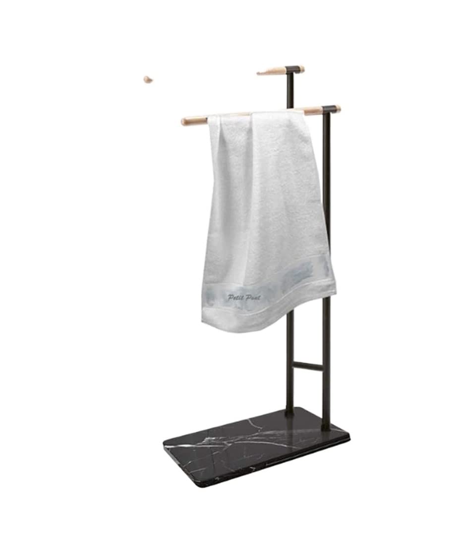 BIOMICE Floor Towel Rack 2 Arms Towel Stand Free-Standing Bath Towel Rack Metal Towel Holder Stand Stable Heavy Marble Base Towel Bar Freestanding Towel Racks(White)