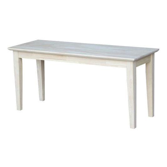 IC International Concepts, Shaker Style Bench, 450 Wt. Capacity, Solid Real Wood, Sturdy Parawood,14 X 39 X 18, Minimum Assembly, DIY, Paint or Stain in Any Color, Unfinished