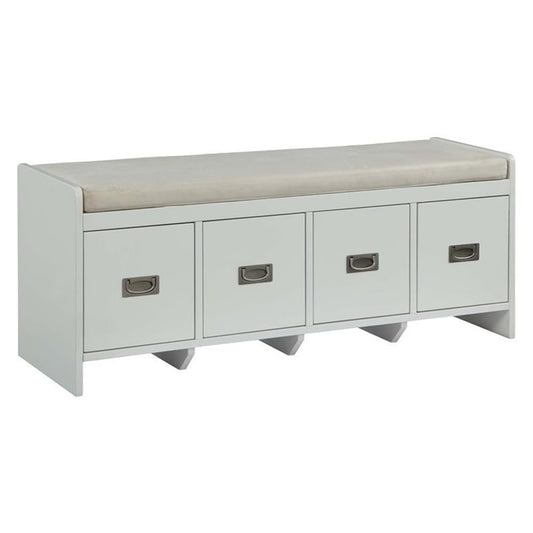 Acme Berci Wooden Upholstered Bench with Removable Cushion in Beige and White