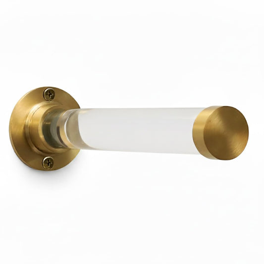 ModernHomecor Brushed Brass & Lucite Projection Hook, Heavy-Duty, Rustproof Wall Mount Adhesive Hanging Hook for Bedroom, Bathroom & Kitchen, Multipurpose Accessory for Modern Homes, 18.3x5.5x5.5cm