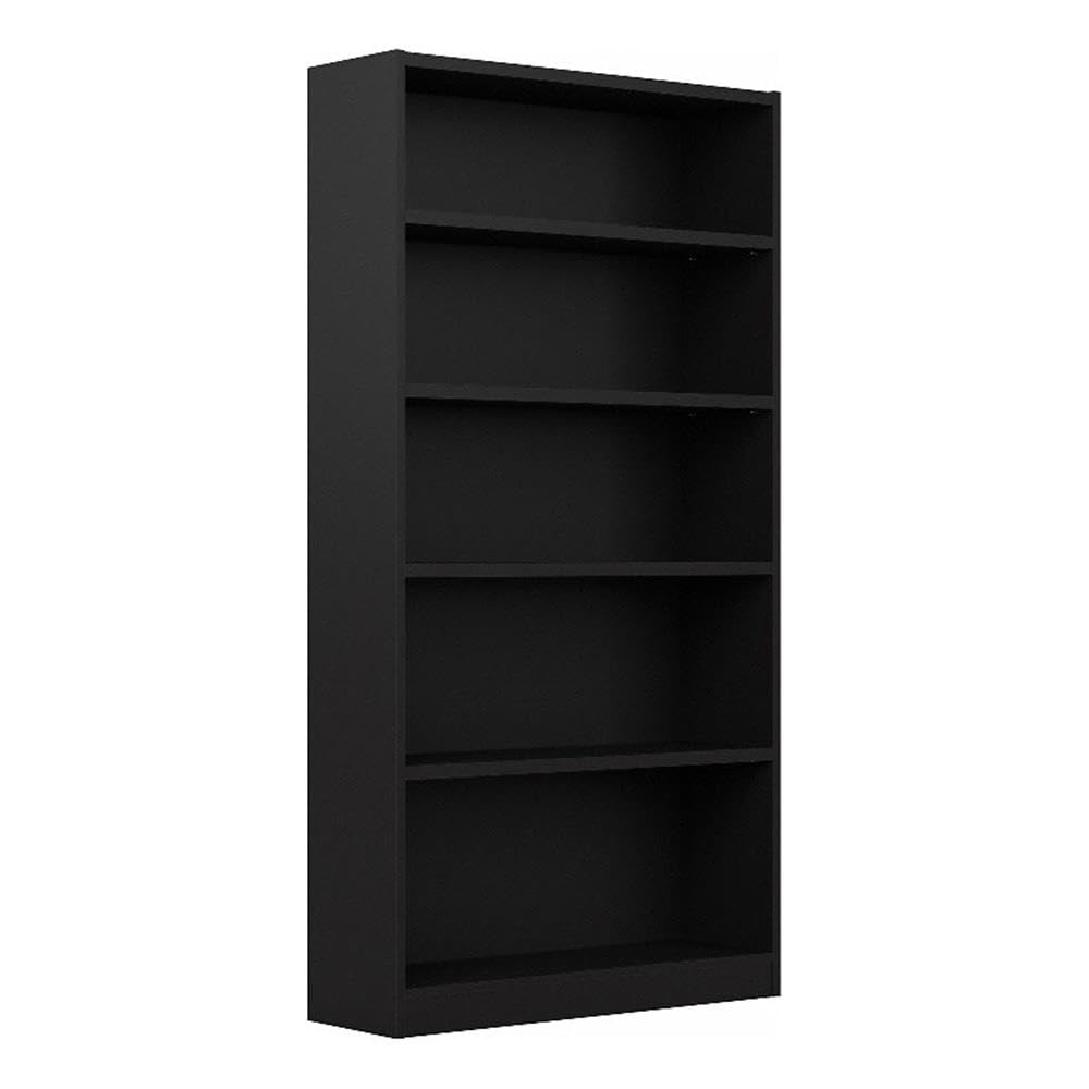 Bush Home Tall 5 Shelf Bookcase, 5 Tier Bookshelf Storage Cabinet with Adjustable Shelves for Living Room, Bedroom or Home Office, Universal Collection, Black