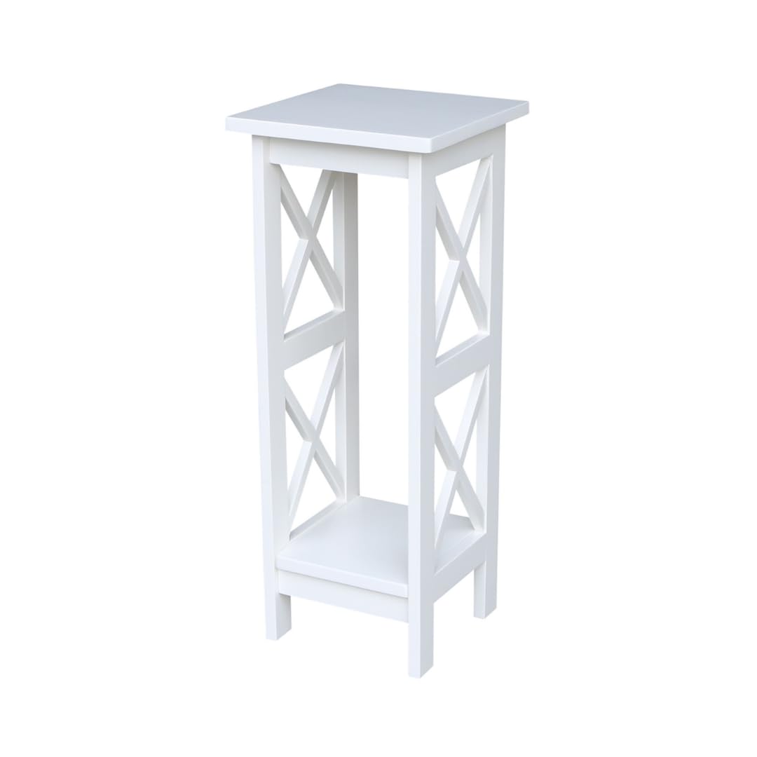 IC International Concepts, 30" X-Sided Plant Stand , Solid Wood, Real Parawood, 12" W x 12" D x 30" H, Easy Assembly, Snow White