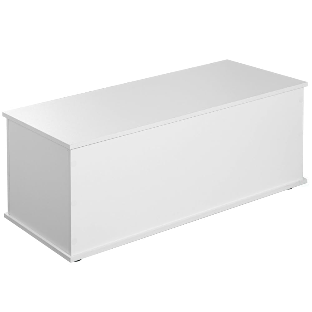 Basicwise Multi Purpose White Wooden Storage Box, Organizer and Bench Perfect Furniture to Add Accent in Entryway and Keep Shoes, Bedroom Bench, Playroom Storage or Window Table in Your Living Room