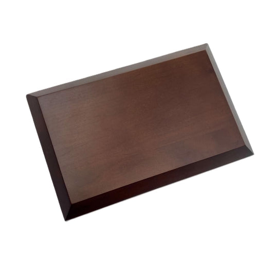 WIN CHAMP Dark Brown Solid Cherrywood Pedestal, Rectangular Wood Display Base with Bevel, Vintage Decor Wooden Riser for Display (9" x 6" x 7/8")