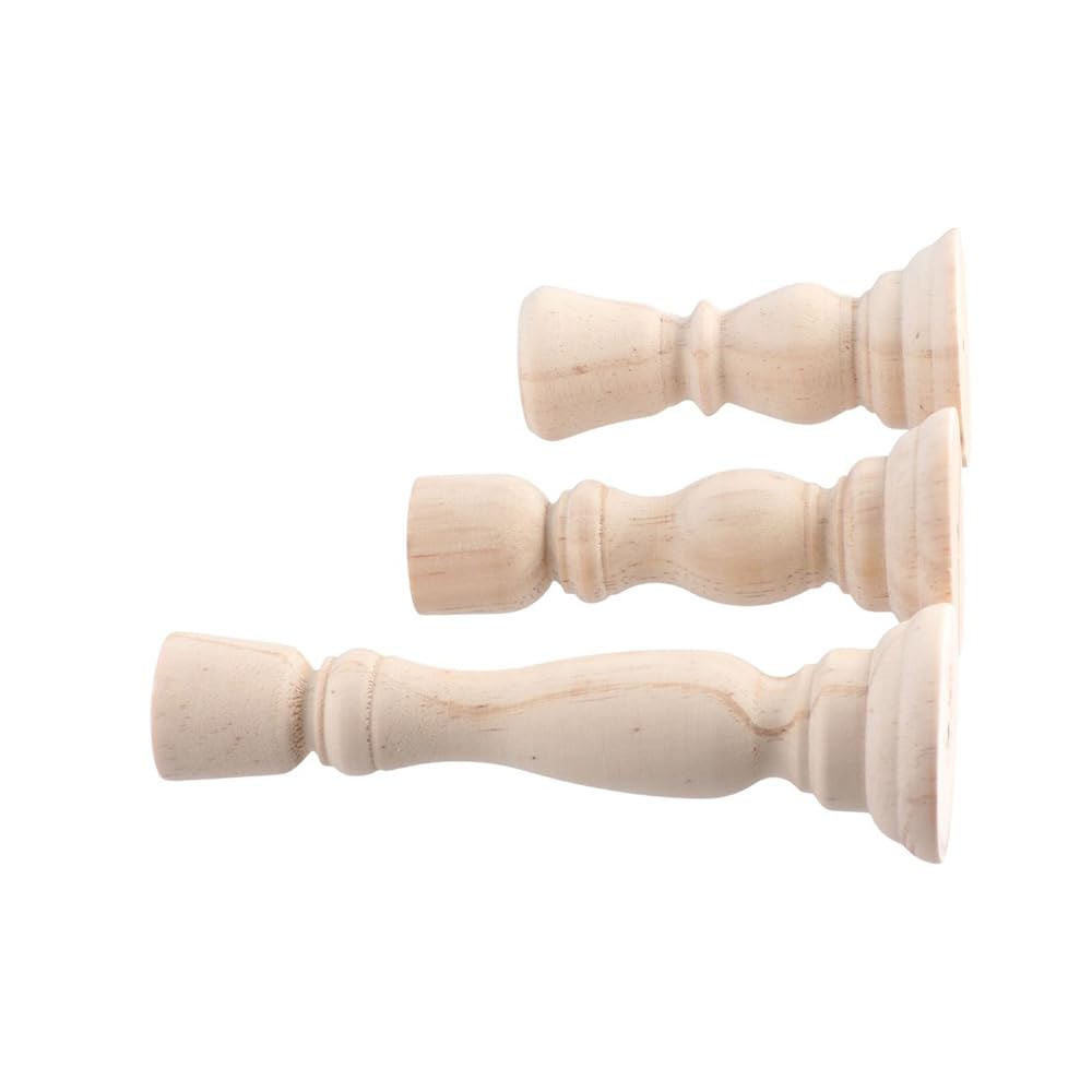 3Pcs Wooden Candle Holders,Unfinished Wood Candlesticks Holders Pillar Taper Candle Stands for Rustic Wedding Party Birthday Home Decoration