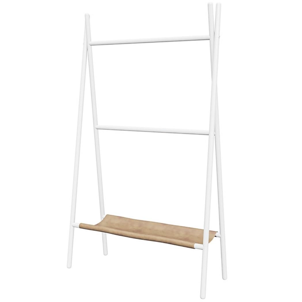 BIOMICE Floor Towel Rack 2-Tier Towel Rack with Shelf Metal Towel Stand Free Standing Towel Holder for Bathroom Freestanding Towel Racks(White)