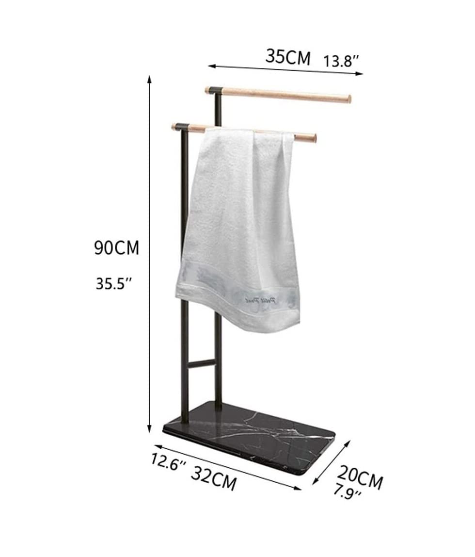 BIOMICE Floor Towel Rack 2 Arms Towel Stand Free-Standing Bath Towel Rack Metal Towel Holder Stand Stable Heavy Marble Base Towel Bar Freestanding Towel Racks(White)