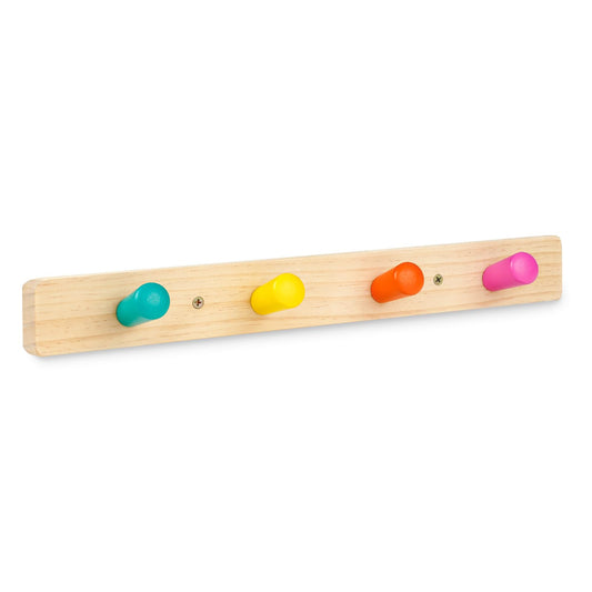 Monläurd® 100% Birch Solid Wood Wall-Mounted Coat Rack for Kids – Child-Safe Hook Hanger for Jackets, Hats, Backpacks, Towels & Keys – Ideal for Entryway, Bedroom, Playroom, or Bathroom