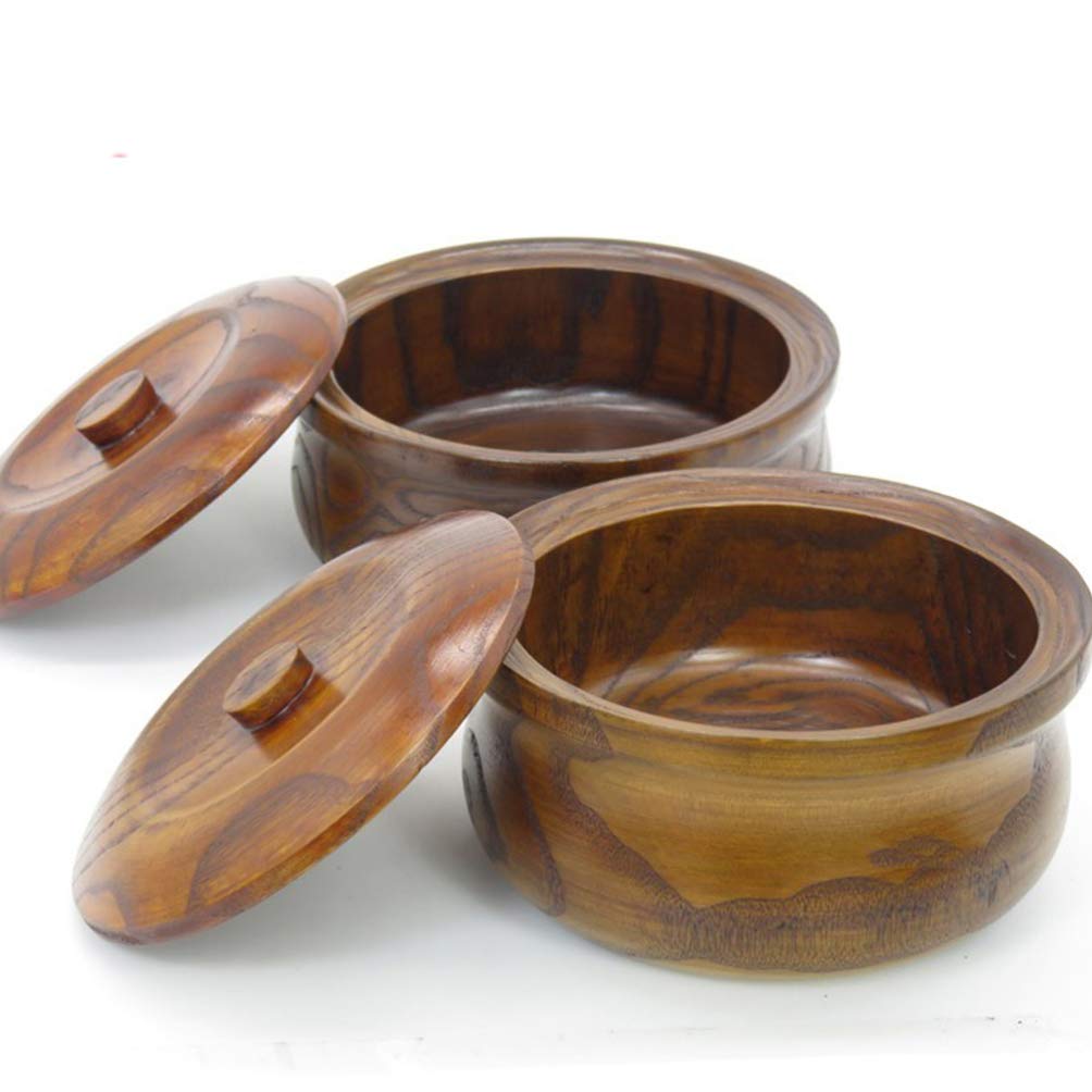 DOITOOL Wooden Snacks Bowl with Lid 6.29 Inch Square Fruit Plate Lightweight Serving Bowl for Nuts Candy Salad Home Kitchen Dining