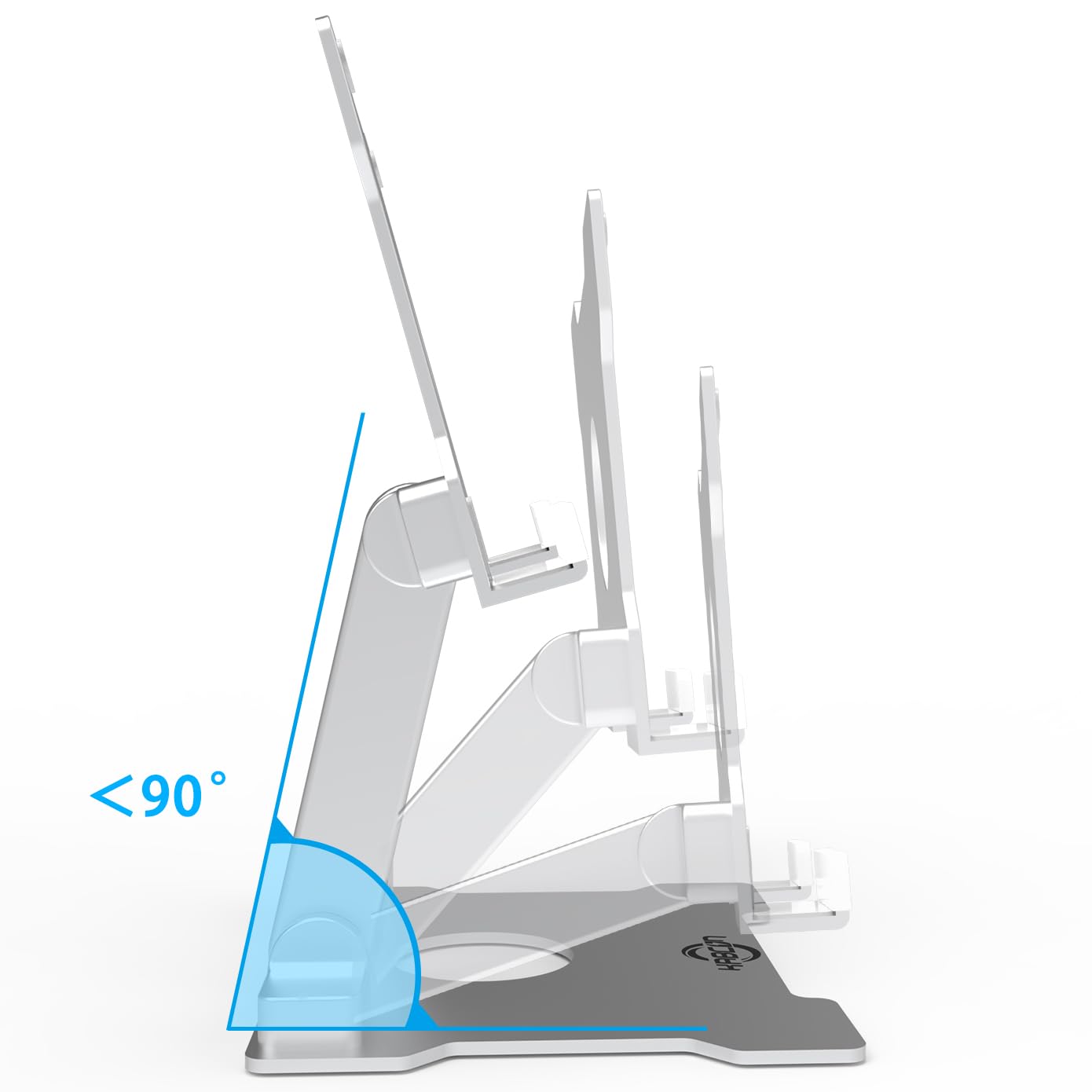 KABCON Quality Tablet Stand,Adjustable Foldable Eye-Level Aluminum Solid Up to 15-in Tablets Holder for Microsoft Surface Series Tablets,iPad Series,Samsung Galaxy Tabs,Amazon Kindle Fire,Etc.Silver