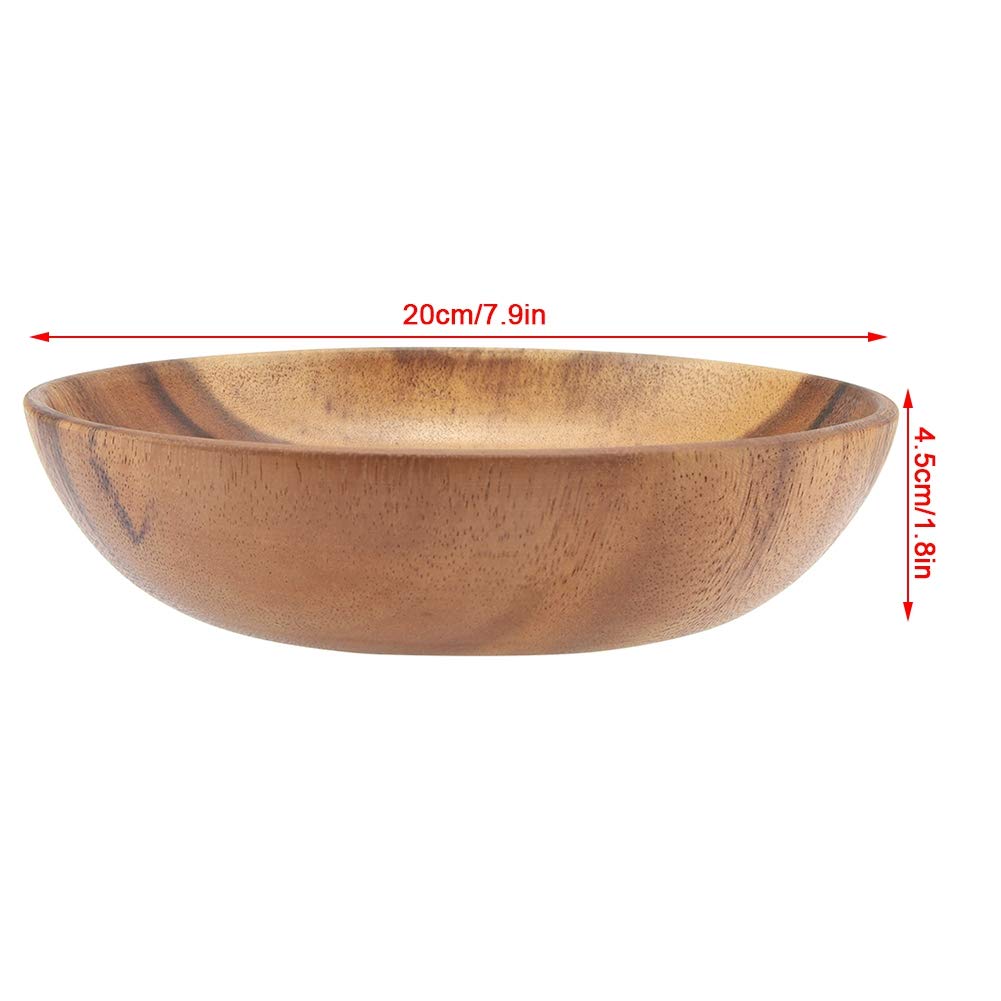 Miskall Wood Serving Bowls, 7.9 Inch Handcrafted Wooden Individual Bowls for Food/Soup/Salad/Pasta, Use as Snack Holder Plate for Kitchen and Dining