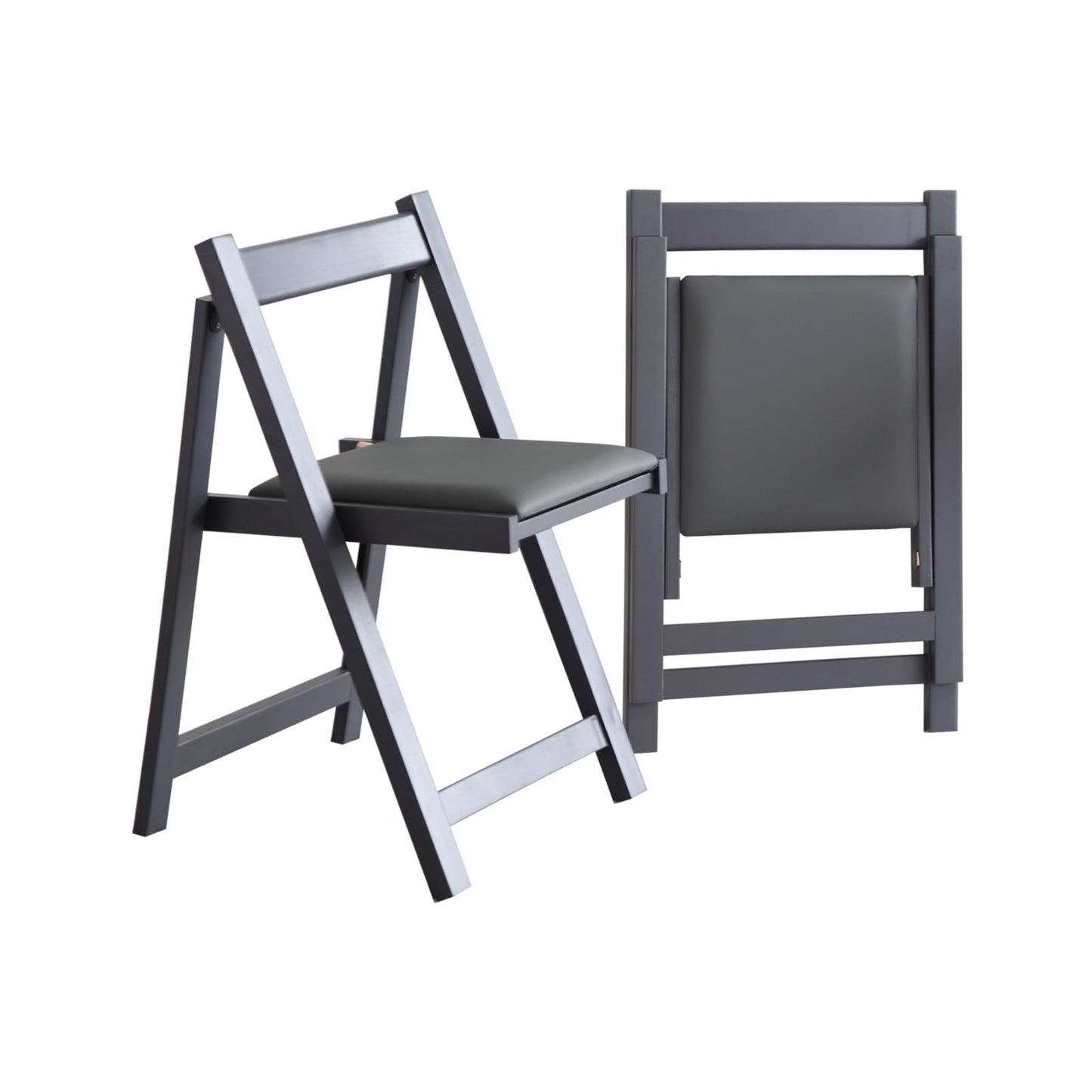 FUNROLUX Folding Dining Chairs with Padded Seats 2 Pack Wooden Folding Chairs for Kitchen Table Event Party Indoor 198LB Weight Capacity (Grey)