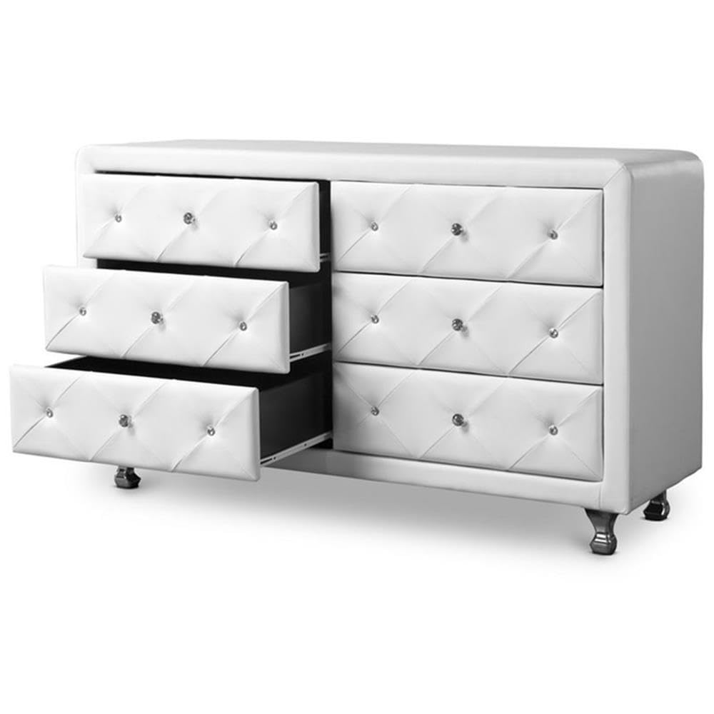 Baxton Studio Luminescence Wood Contemporary Upholstered Dresser, White