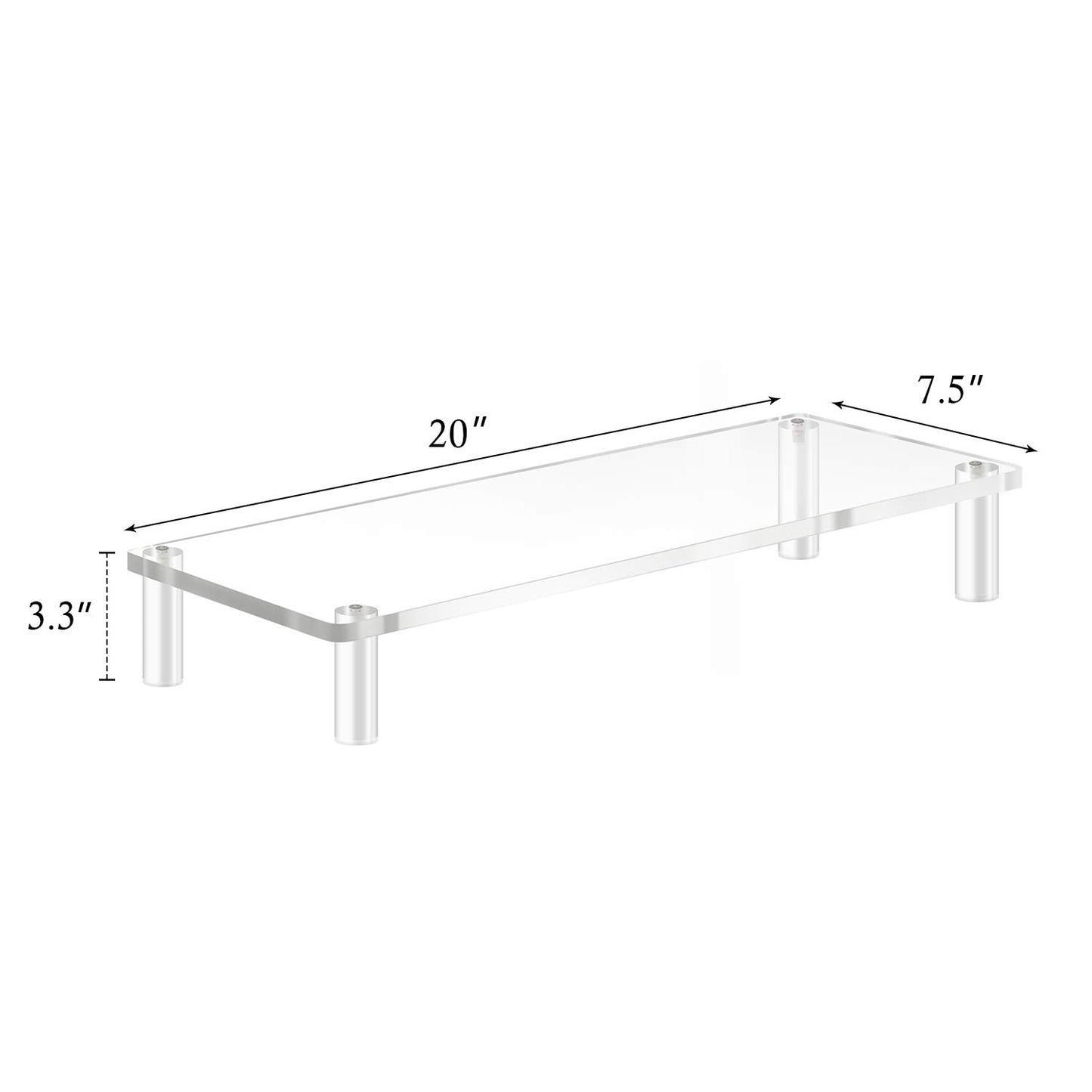 YestBuy 20x7.5 Acrylic Monitor Stand Riser, Clear Computer Stand for Laptop, iMac, Pc, Printer, Desktop Ergonomic,Desk Riser Work from Home Accessories Office Supplies Platform Save Space