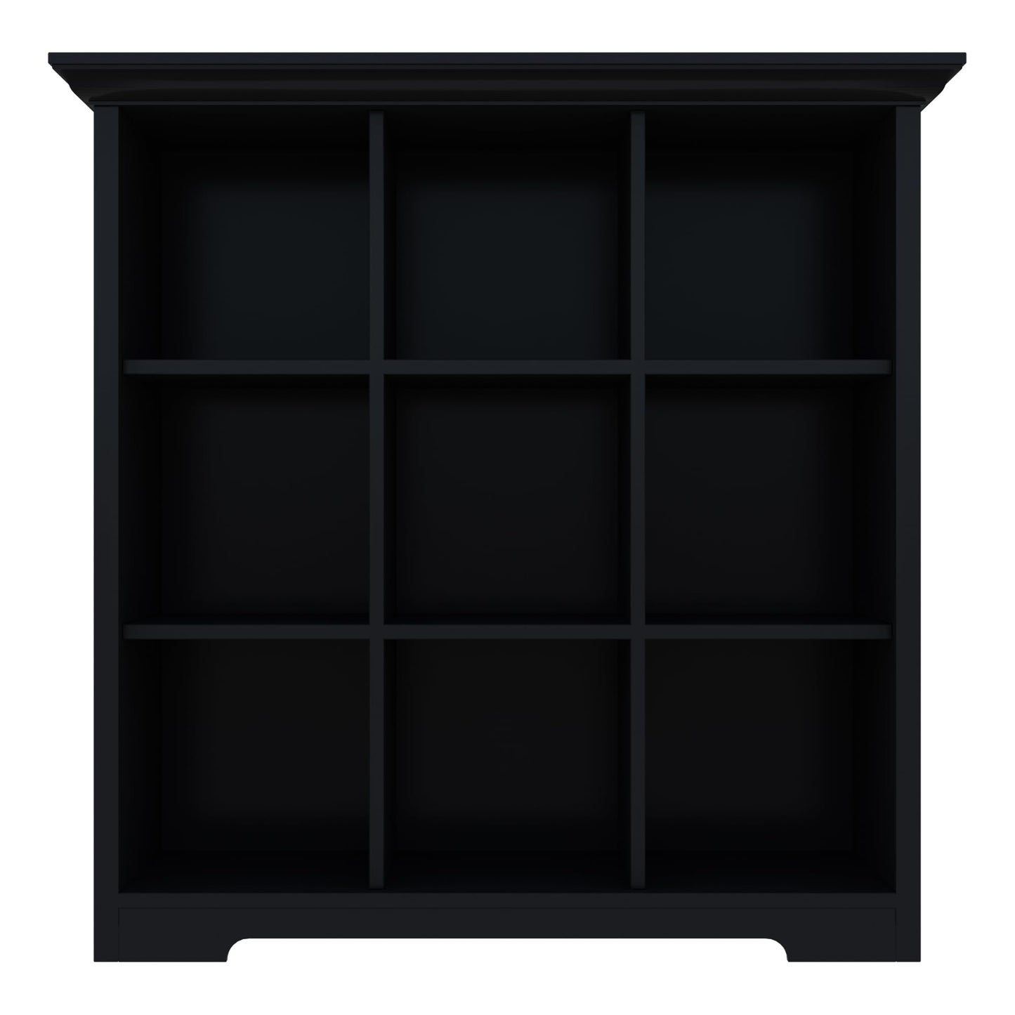 OSCHF Cube Storage Bookcase with Base - Wooden 3 Tiers Floor Standing Open Shelf Cabinet for Home and Office, 9-Cube Lattice Bookshelf, Black