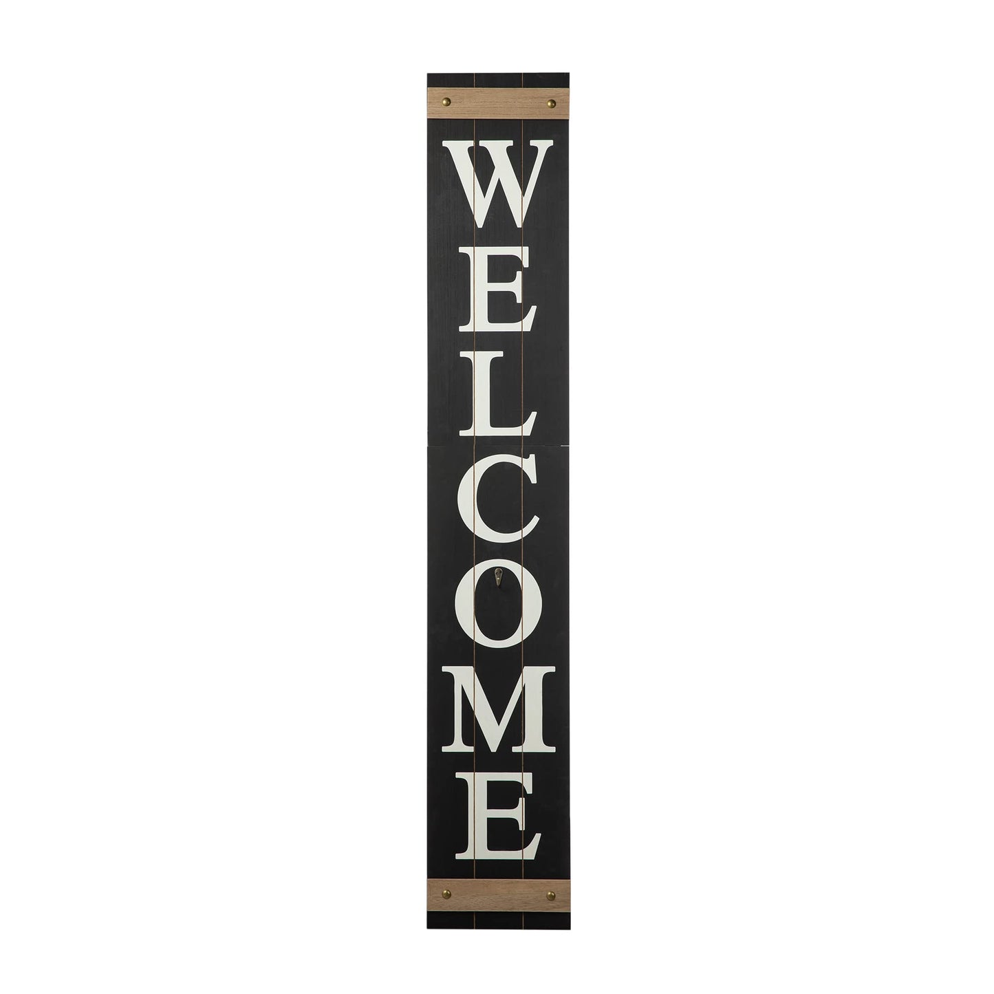 Glitzhome 5ft H Wooden Welcome Sign with 4 Interchangeable Wreaths - Spring/Patriotic/Fall/Christmas Floral Wreaths, Farmhouse Hang/Lean Wall Decor for Front Door, Porch, Yard - Solid Wood, Style3