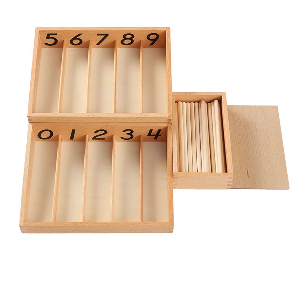 Kghios Montessori Spindle Box with 45 Spindles Montessori Math Toys Material for Toddlers Kids 3 Years Old