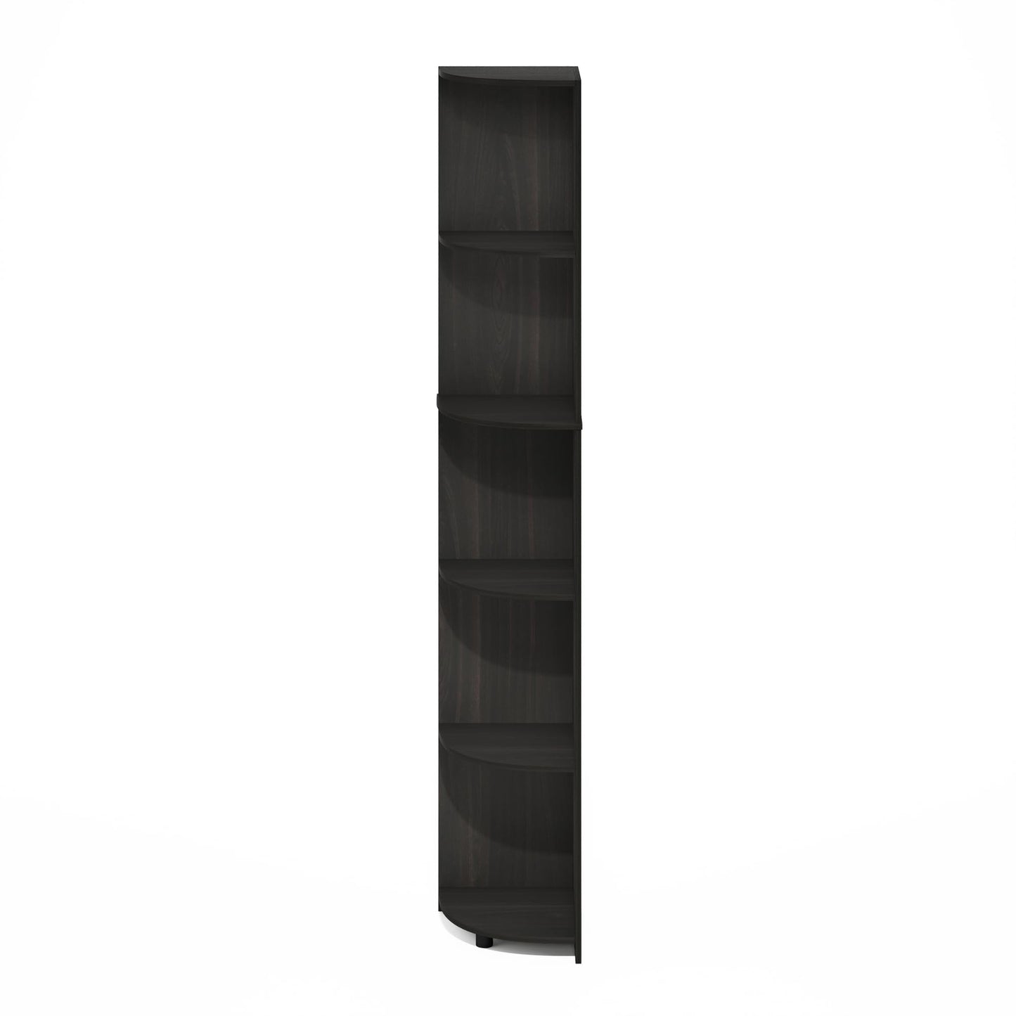 Furinno ECON Corner Shelf, 5-Tier Corner Book Shelf, Storage Shelves, Display Rack, Bookshelf, for Organization and Storage, Living Room, Home Office, Espresso