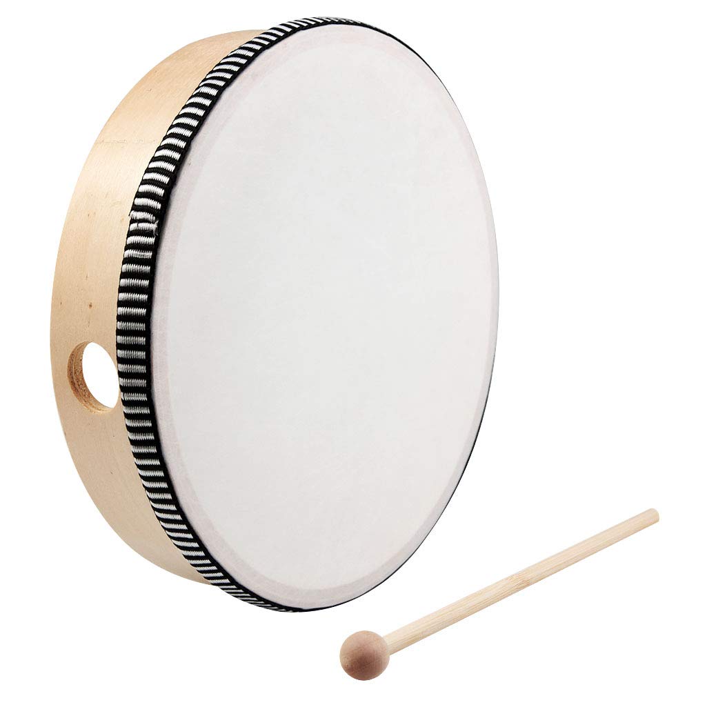 Nydotd 2-Piece Hand Drum Set - 10 Inch & 8 Inch Wooden Frame Drum Percussion Instruments with 2 Drum Beatters for Adult Leisure & Festive Musical Performances