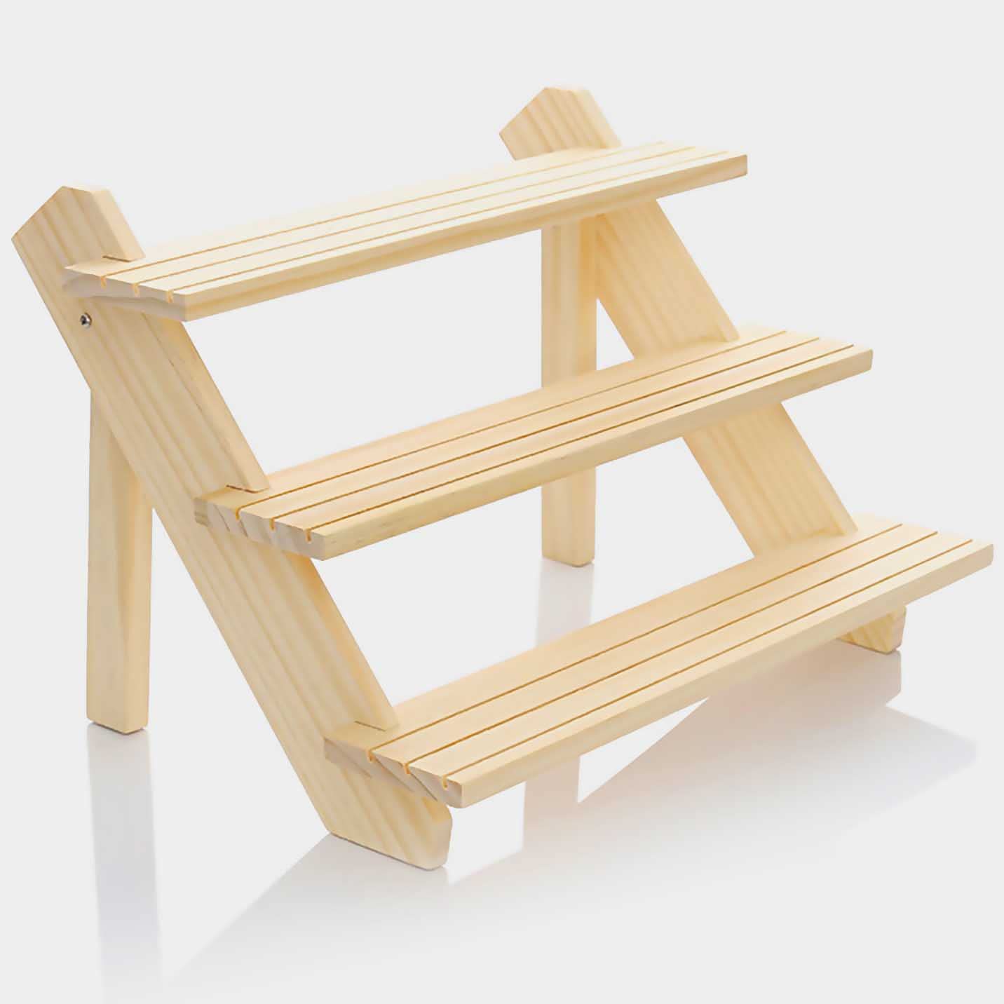 LUBANHAND 3 Steps Display Riser, Earring Display Stands, Showcase Cascading Merchandise Organizer Tray Vendor Display Supplies for Tabletop Shows Solid Wood…
