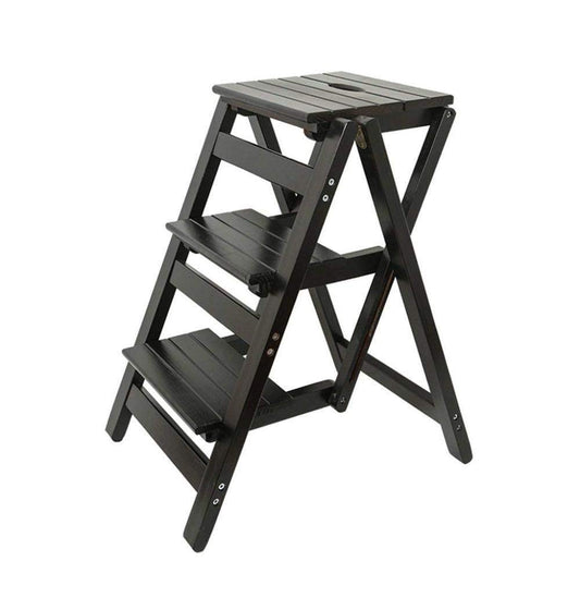 PZHANGZVH Indoor Clim Stool, Wooden Step Ladders Folding Stool Ladder Stool Library Steps Stool Multifunctional Kitchen Office Use Ladder Chair/E (C)
