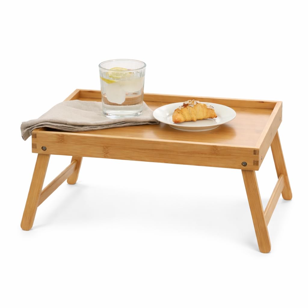 Gibson Home Continental Bamboo Bed Tray with Folding Legs, for Breakfast, Eating, Working, Laptop, Foldable Serving