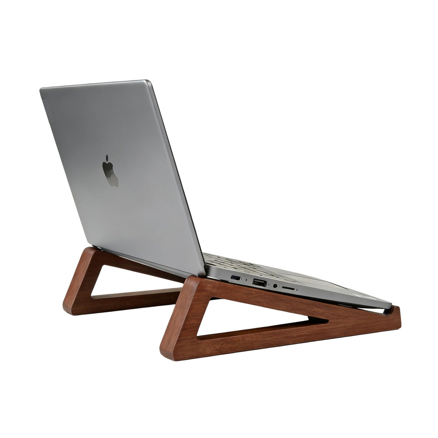 GcwJovialite Bamboo Wooden Laptop Stand, Portable Wood Laptop Stand for Desk Tablet with Carry Pouch, Compact Travel Laptop Stand with Protective Silicone Pads, Suitable for Laptops and Tablets