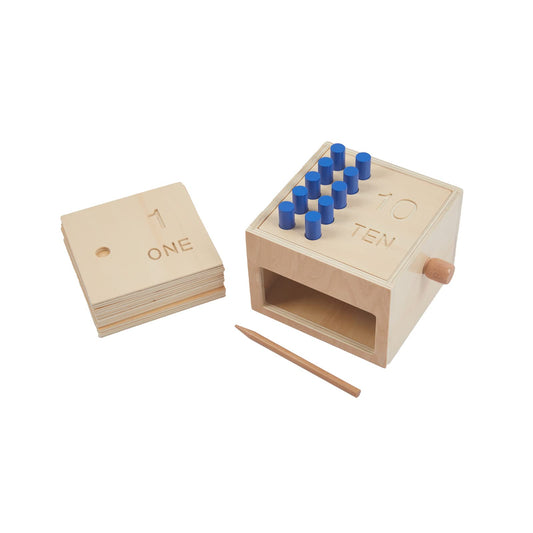 Adena Montessori Toys Wooden Counting Peg Game - Learn to Count 1-10 with Numerals, Peg Drop Box & Tumbling Pegs - Educational Toddler Toy for Early Math Skills Development (Small Counting Pegs Board)