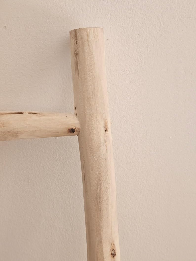Handcrafted Wooden Blanket Ladder, Rustic Decorative Towel Rack, Freestanding Blanket Holder for Bathroom, Bedroom & Living Room