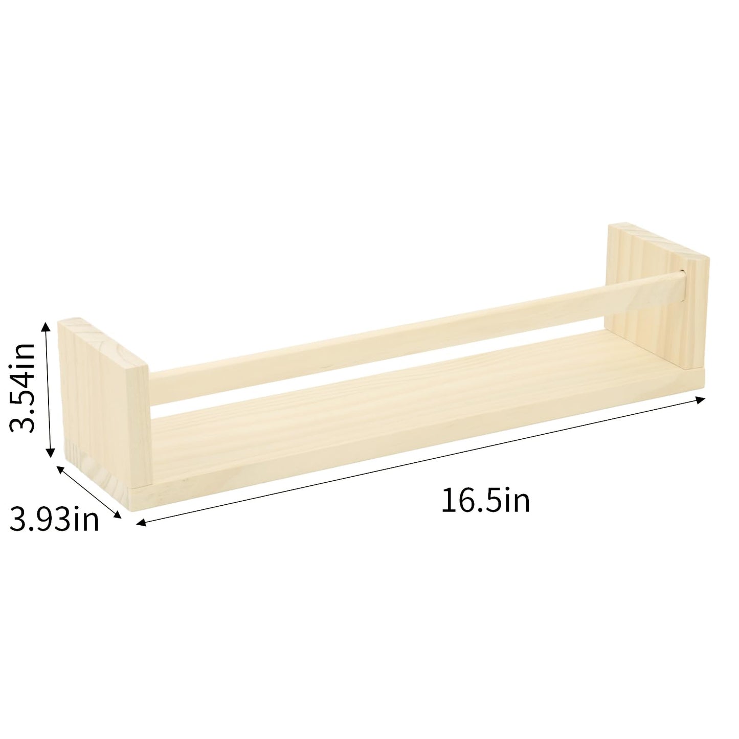 Fixwal Nursery Shelves, 16.5 Inch Floating Bookshelves for Wall Set of 3, Baby Nursery Decor, Solid Wood Wall Mounted Shelves for Books (Natural Wood)