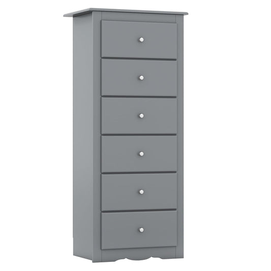 Giantex 6-Drawer Dresser for Bedroom, Wooden Chest of Drawers w/Metal Handles & Large Capacity, 16" D x 23" W x 53.5" H Clothes Organizer, Modern Tall Dresser for Bedroom, Entryway, Living Room