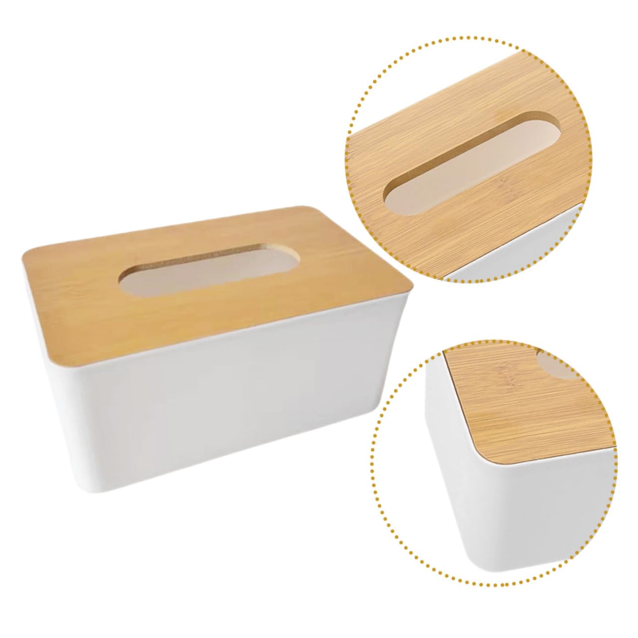 LABRIMP 2pcs Wooden Tissue Box Cover Holder Rectangular Bin Lid for Living Home Decorative Box