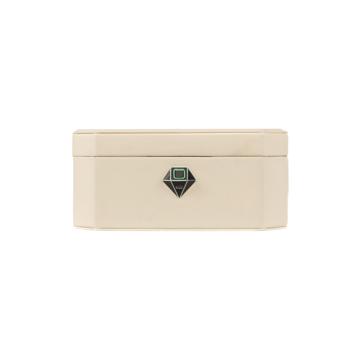 XPEDITION Biometric Fingerprint Lock Jewelry Safe Leather-Wrapped Two-Tier Jewelry Box with Quick Access & Keyless Entry, Perfect for Home Use