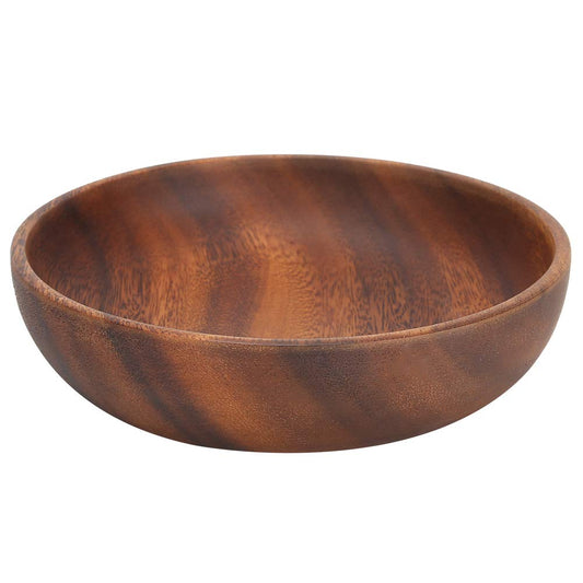 FAUOSWUK Wooden Salad Bowl, Fruit Bowls for Kitchen Counter, 9.1oz Wavy Rim Beechwood Serving Bowl for Home Cafe Restaurant Teahouse (6.9" x 1.6")