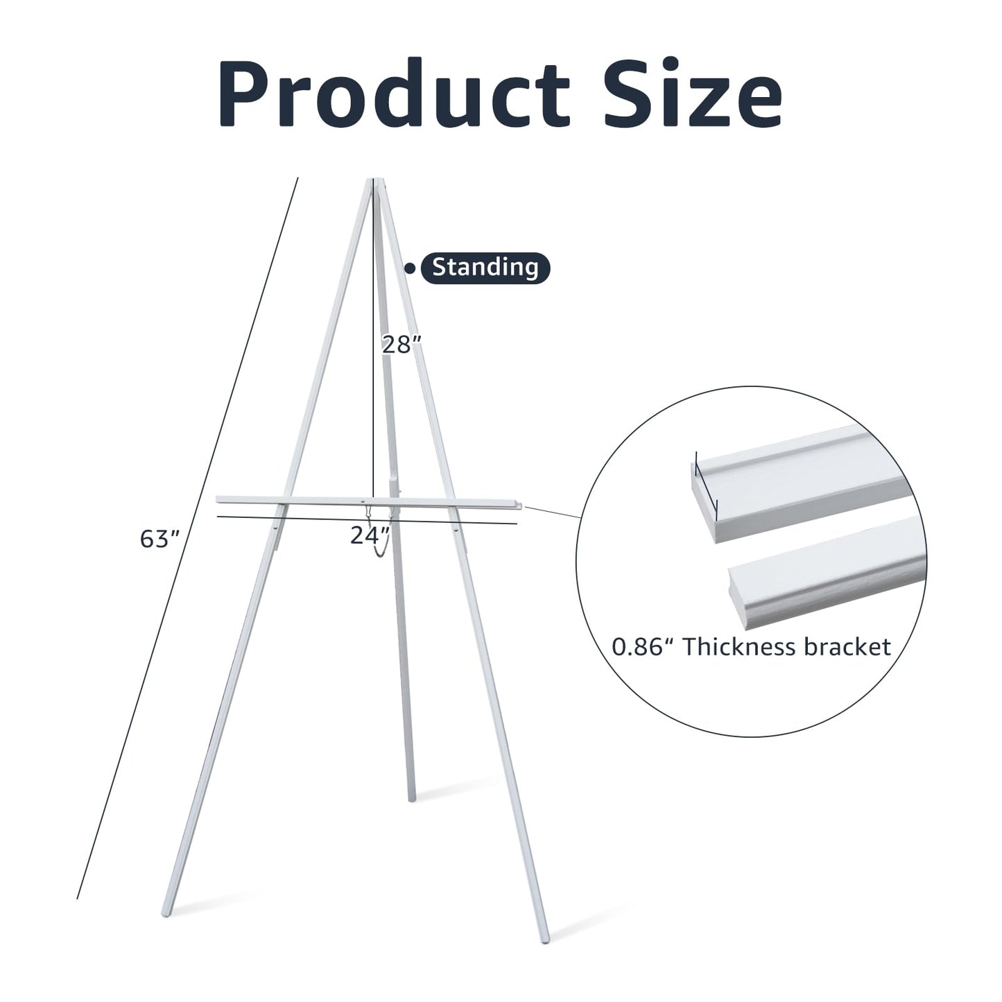NianFeng Wooden Easel Stand for Sign, Easel Display Stand Floor for Wedding Sign with Adjustable Tray, 63-Inch, Tripod A-Frame Poster Light Duty, Welcome, Art Show & Baby Shower (White)