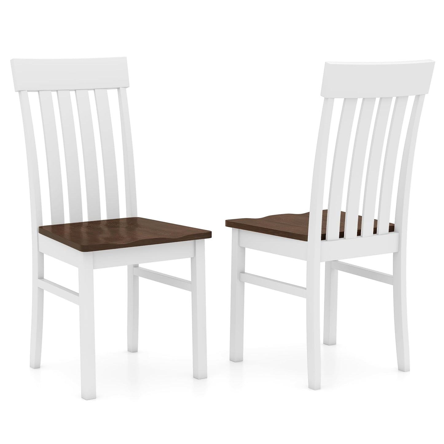 Giantex Wooden Dining Chairs Set of 2, Farmhouse Kitchen Chair with Hollowed Backrests & Rubber Wood Seats, Rustic Wood Side Chairs for Home Living Room Restaurant