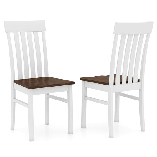Giantex Wooden Dining Chairs Set of 2, Farmhouse Kitchen Chair with Hollowed Backrests & Rubber Wood Seats, Rustic Wood Side Chairs for Home Living Room Restaurant