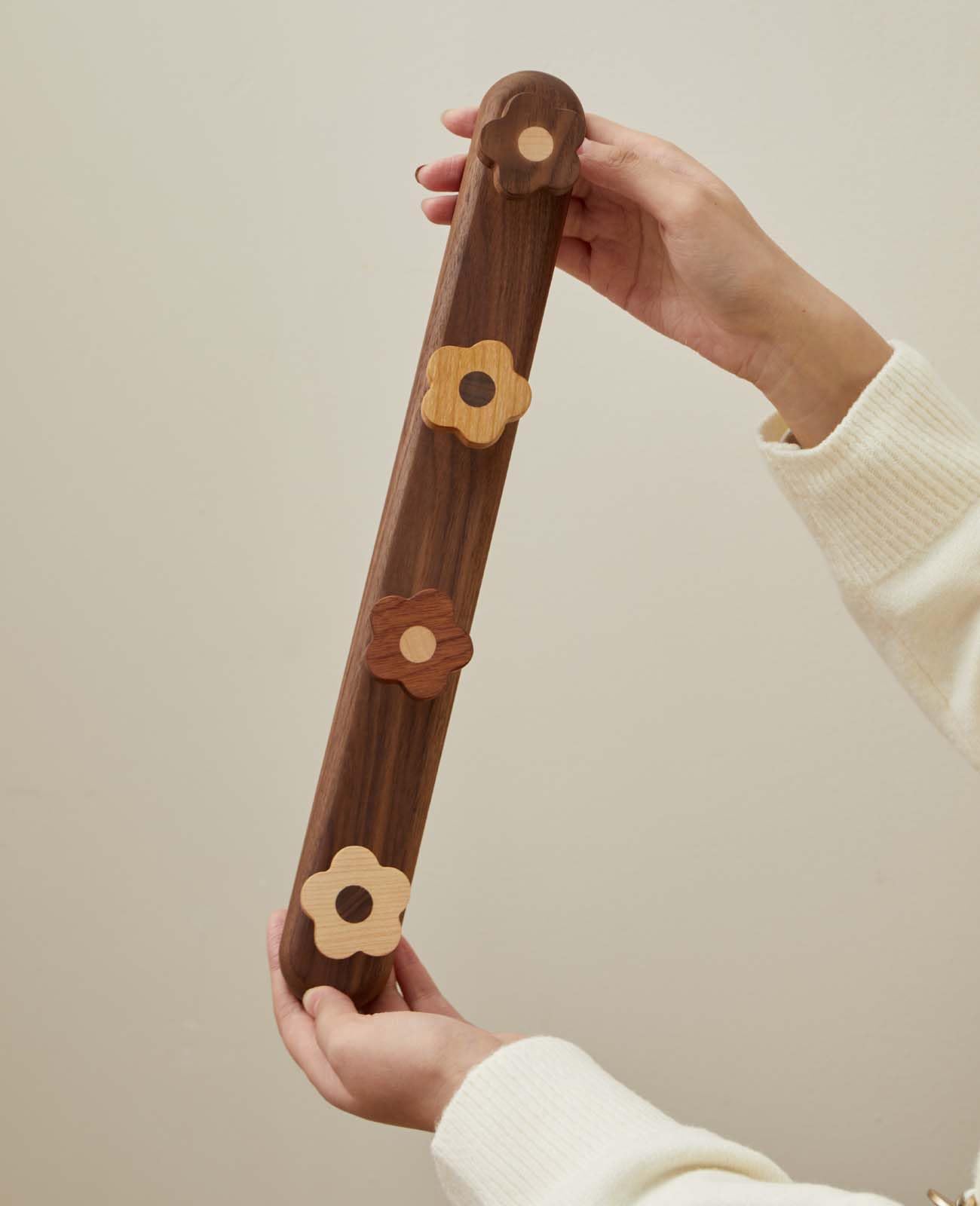 Kids Coat Rack Wall Mount - Wood Cute Flower Coat Hooks for Hanging Clothes,Purse,Robe,Towels,Backpack,Modern Decorative Walnut Wall hooks Heavy Duty Hanger for Girls Nursery,Bathroom,Entryway&Bedroom
