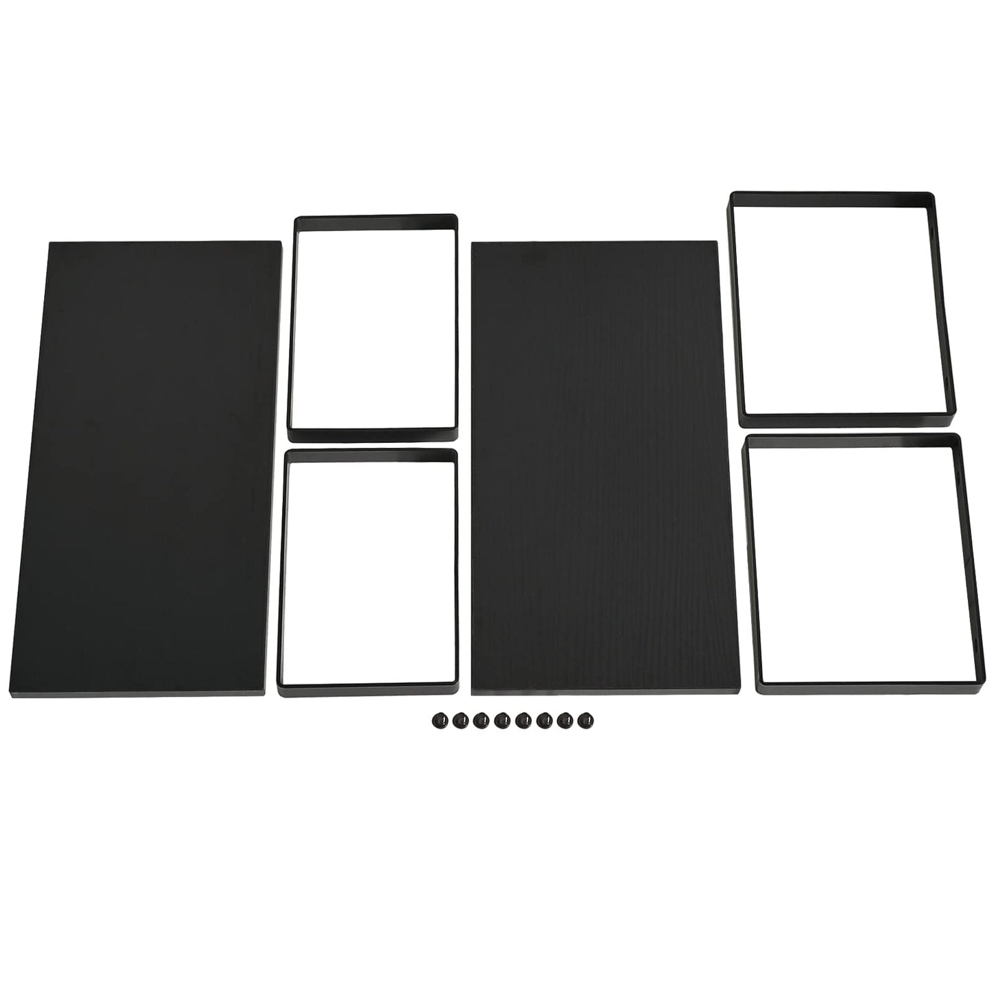 YMYNY Cabinet Shelf Organizer, Spice Racks Set of 4, Kitchen Counter Shelves, Stackable, Wood, Cupboard Organizer for Dishes, Seasoning, Cans, Coffee Mugs, Black, HSR002B-2
