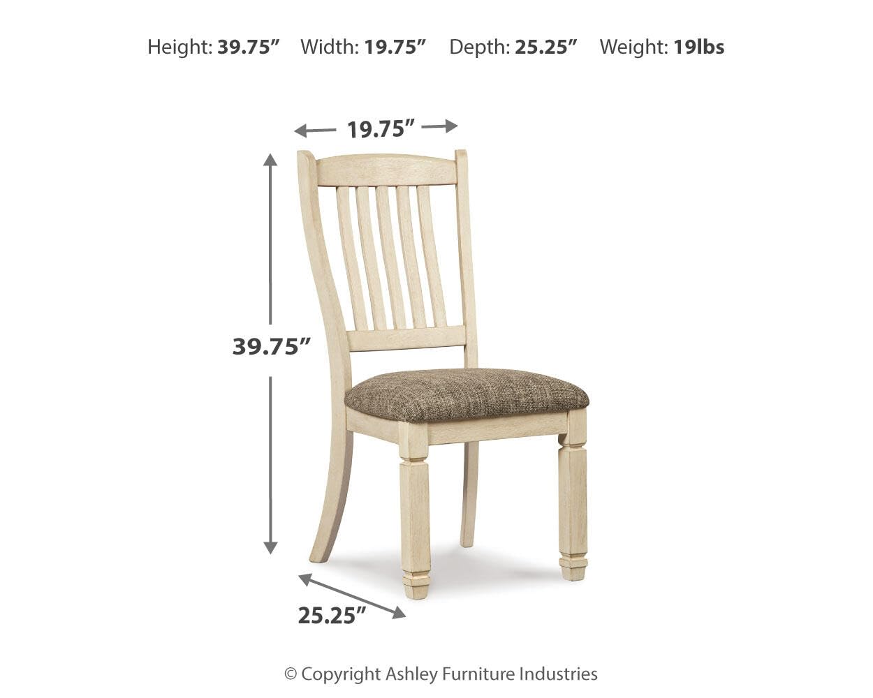 Signature Design by Ashley Bolanburg 20" Upholstered Dining Room Chair, Set of 2, Antique White
