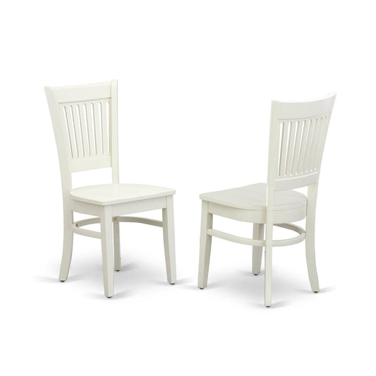 East West Furniture VAC-LWH-W Vancouver Dining Chairs - Slat Back Wood Seat Kitchen Chairs, Set of 2, Linen White