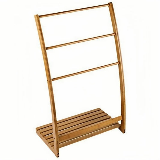 3-Layer Towel Ladder, Freestanding Towel Hanging, Wooden Ladder Shelf, Modern Towel Rack for Living Room, Bedroom, Bathroom