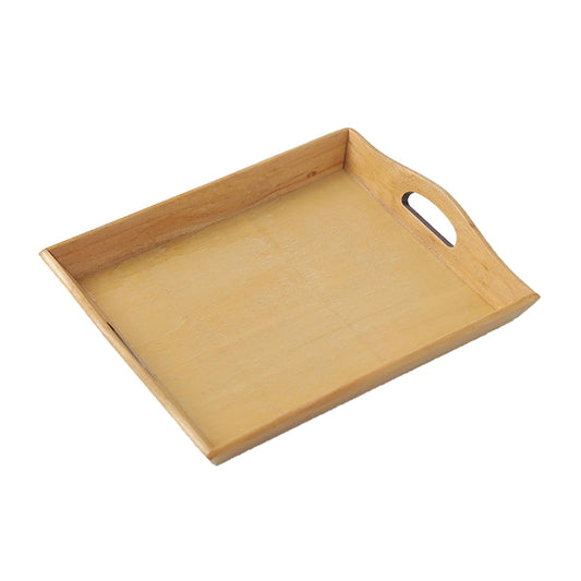 Pilipane Wooden Serving Tray Large Vintage Handcrafted Multifunctional Dinner Tray for Breakfast Tea Coffee Food Living Room Dining Room Solid Wood 12.1x10.2x1.5in (Wood Color)