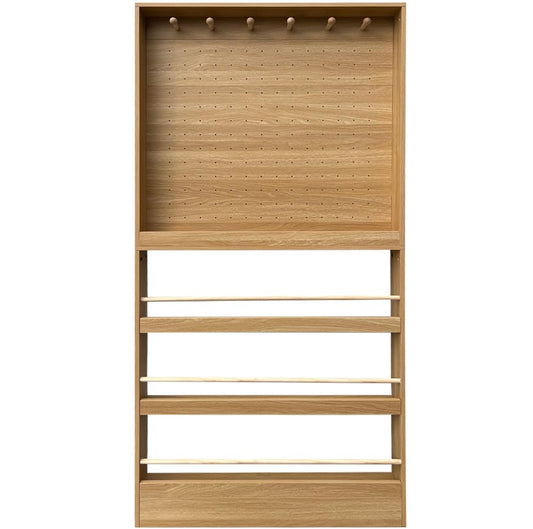 TTelvekiki 70.1" Tall Behind-The-Door Bookshelf - Open-Shelf Wooden Floor Bookcase with Perforated Board | 4/6/8 Inch, Multi-Purpose Display Storage Organizer Wood Color 31.5×4×70.1"