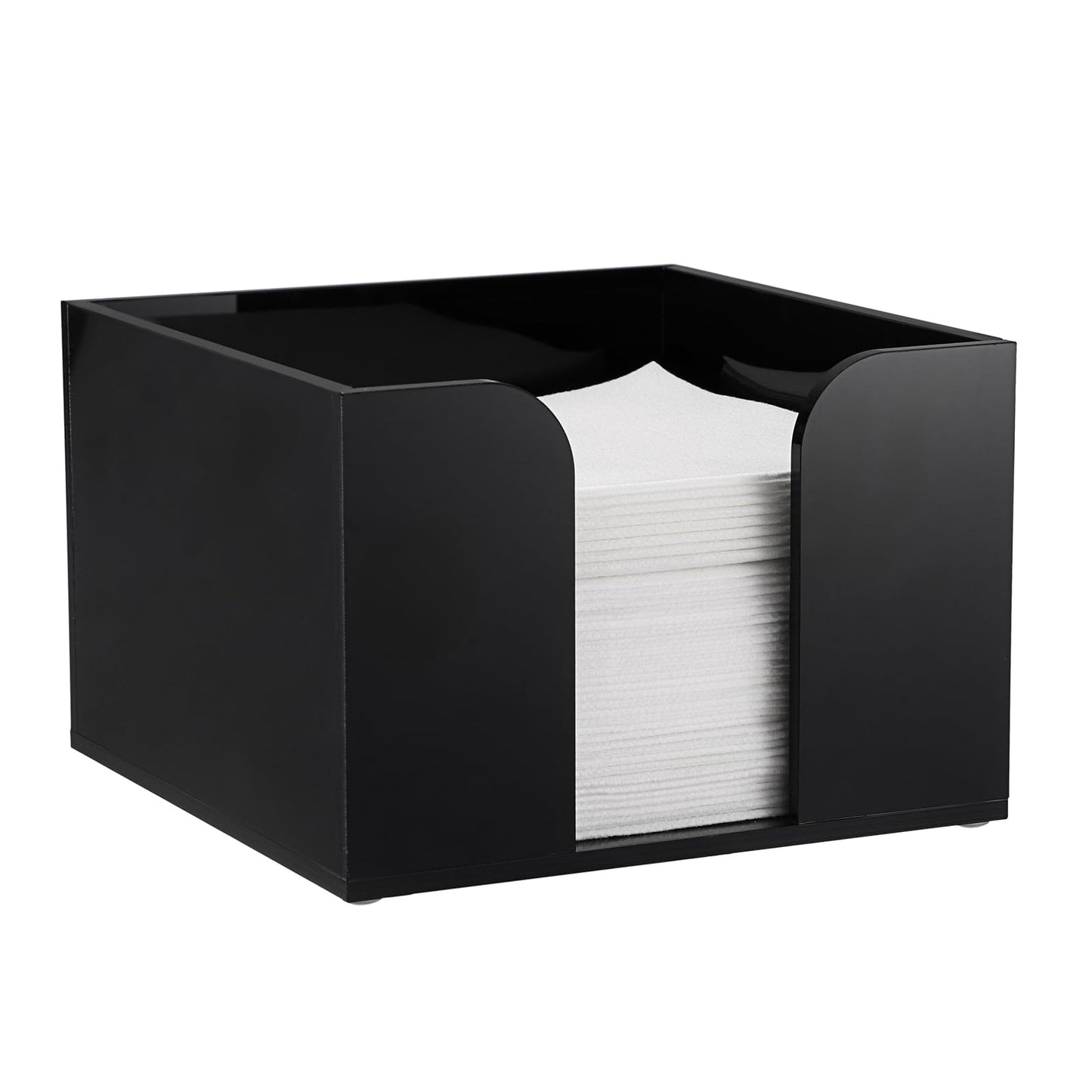 Sumnacon Square Acrylic Napkin Holder - Stylish Black Cocktail Napkin Holders for Table Countertop Kitchen, Decorative Napkin Dispenser Tray for Wedding Party Restaurant Office Hotel, 4 Inch Height