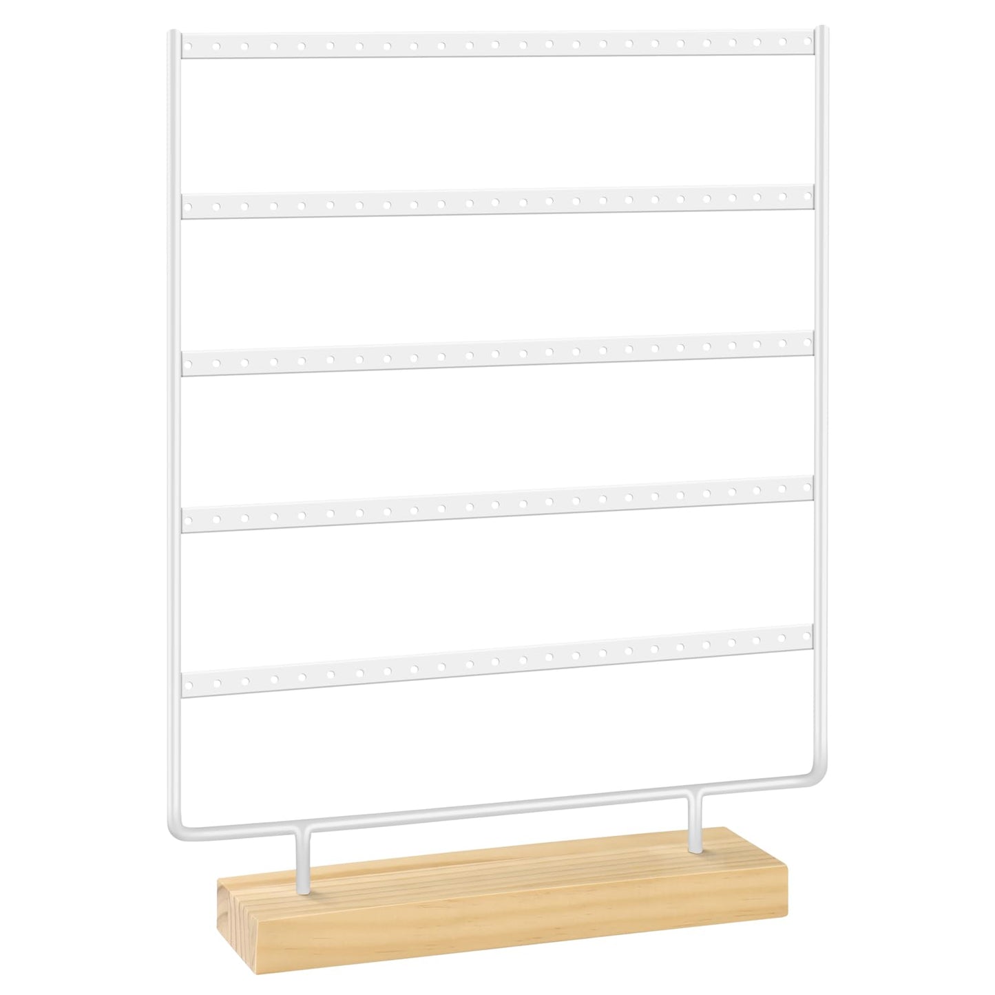 shidaishiye Earring Holder Organizer, 5-Tier Earring Organizer with 60-Pair Capacity, Wooden Base Metal Earring Display, Jewelry Storage & Display for Home Store, Suitable for Women